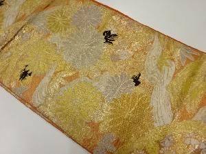 アンティーク　流水に菊・笹模様織出し袋帯（材料）
